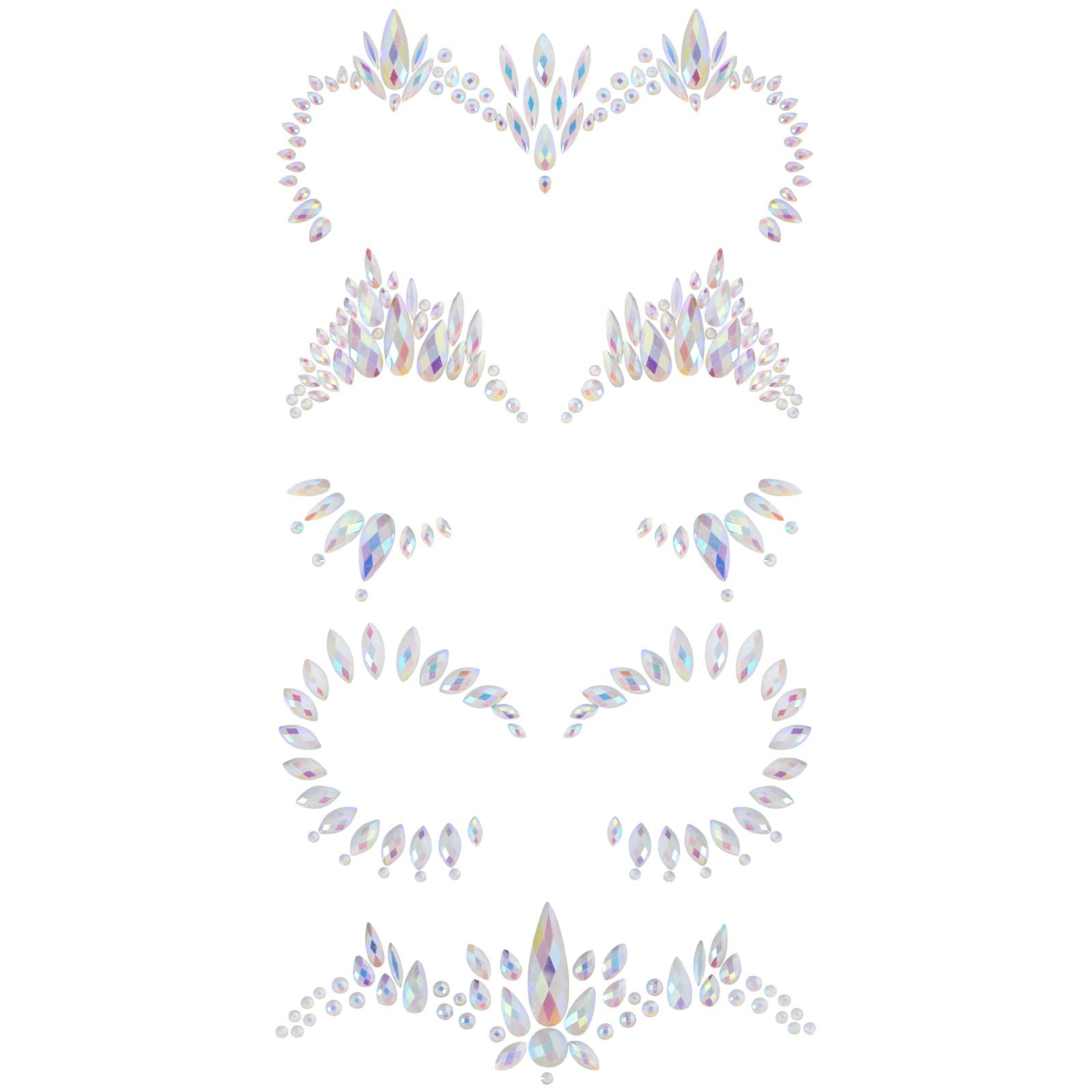 Face Gems Glow in the Dark 4 Pack (UK COMPANY) Halloween Face Stickers Set Festival Accessories Face Jewels