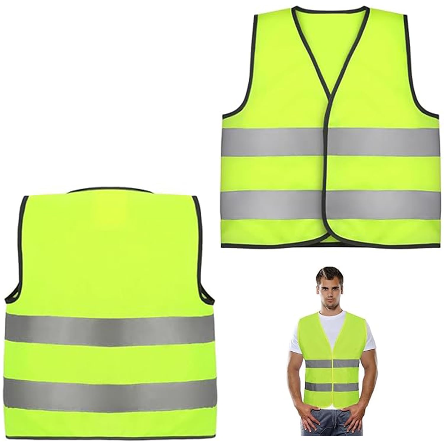 DILUSILK 2Pcs Yellow Hi Vis Vest, High Vis Vests, Hi-Vis Jackets,High Visibility, Safety Vest, Reflective, Security Vests, Workwear, Work, Cycling, Mens Womens