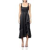 BCBGMAXAZRIA Womens Sleeveless Square Neck Midi Cocktail Dress