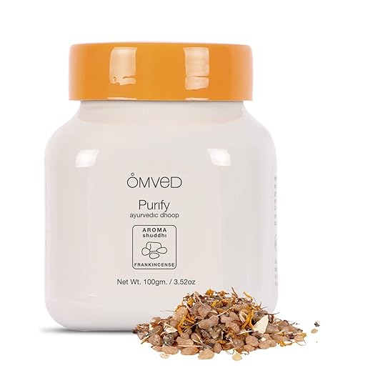 Omved PURIFY - SHUDDHI Ayurvedic Dhoop Incense with Frankincense - 100% Natural & Non-Toxic (100g)