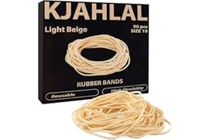 KJAHLAL Rubber Band, 90 Pcs Light Beige Rubber Bands, Size 19 Strong Elastic Band Loop Office Supplies, Suitable for Office School Home