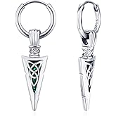 MEDWISE Unisex Hoop Earrings 925 Sterling Silver Arrowhead Earrings Viking Punk Hip Hop Jewelry Christmas Gifts for Men Women