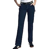 Dickies Womens Straight Leg Carpenter Work Pants, Size Down for Ideal Fit | Hammer Loop, Utility and Cargo Pockets, Matching Logo Belt Included, Relaxed Through the Hips
