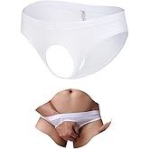 ohmydear Men's Sexy Briefs Open Front Ice Silk Underwear Comfort Underpants Breathable Bikini Panties