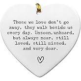 Memorial Heart Ornament, Sympathy Gift for Loss, Remembrance Ceramic Keepsake with Quote, Those We Love Don’t Go Away, Bereavement Gift with Box, 3 Inch Flat Heart (Those We Love Don't Go Away)