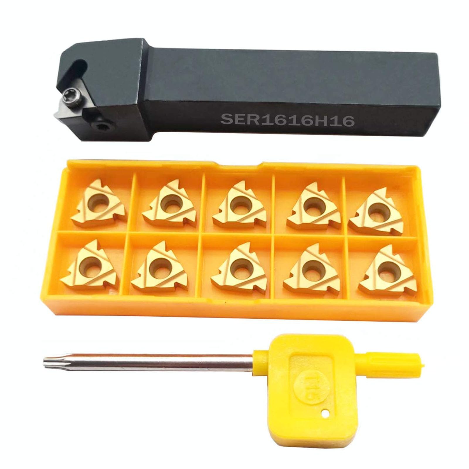 5/8" SER1616H16 CNC Lathe Carbide Indexable Threading Turning Tool Holder With 10PCS 16ER AG60 Indexable Carbide Turning Insert blade……