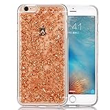 Iphone 6s Plus Case, Luxury Bling Glitter Faceplate Rose Gold Leaf Design Flexible Soft TPU Protective Case Slim Fit for Apple Iphone 6/6s Plus 5.5 Inch Rose Gold