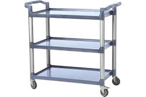 Utility Carts with Wheels Heavy Duty 3-Tier Rolling Cart Plastic Storage Trolley Restaurant Food Service Cart Office Warehous