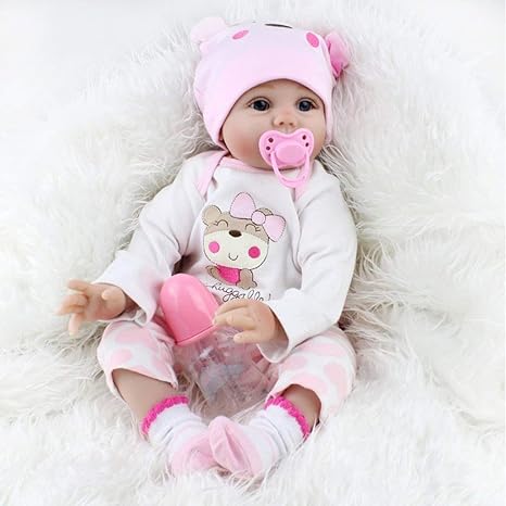 Autone - Muñeca de bebé de 55 cm, vinilo de silicona suave, bonito juguete realista, para bebé, niña o bebé, color rosa: Amazon.es: Deportes y aire libre