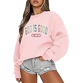 Lubpow God Is Good Sweatshirt Christian Sweatshirts for Women Oversized Jesus Faith Shirts Inspirational Bible Verse Pullover