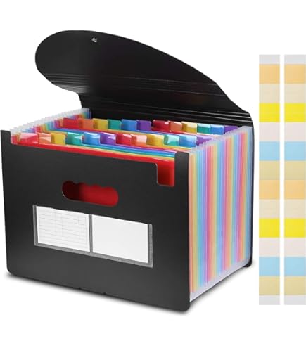 Marte Vanci Expanding File Folder - 13 Pocket Document Organizer For Papers, Mail & Bills (Letter Size)