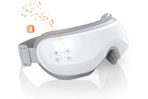 Ustuour Birthday Gift Eye Massager with Heat, Music Heated Massager for Migraines, Ideal Gifts for Women/Men, Eye Mask Improve Sleep Reduce Eye Strain Dry Eye, Eye Bags (UD206-Black) (UD206-White)