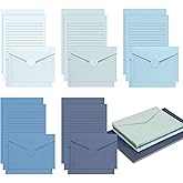 Gilprop 100 Pcs Stationery Lined Stationery Paper and Envelopes,Blue | 50 5.5 x 8.25 Inch Letter Writing Paper and 50 Envelope for Office