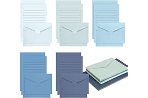 GILPROP 100 Pcs Stationery Lined Stationery Paper and Envelopes Set Includes 50 Letter Writing Paper and 50 Envelope for Office, 5.5 x 8.25 Inch(Blue)