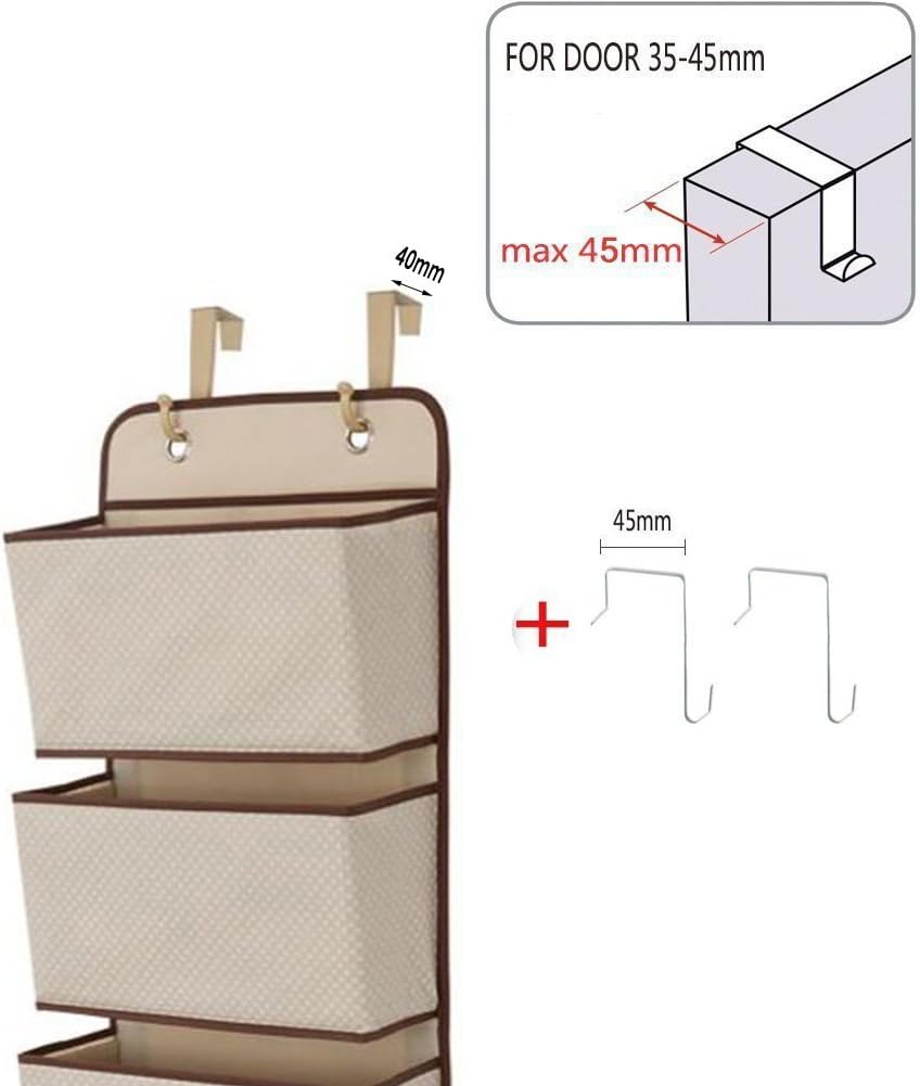 Dreamsy Hanging Closet Organizer, 4-Pockets Wall Mount/Over Door Storage for Toys Purses, Keys, Sunglasses - Beige - Image 5