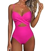Hilor Women's Underwire Swimsuits Sexy Cutout One Piece Bathing Suits Wrap Twist Push Up Monokini Swimwear
