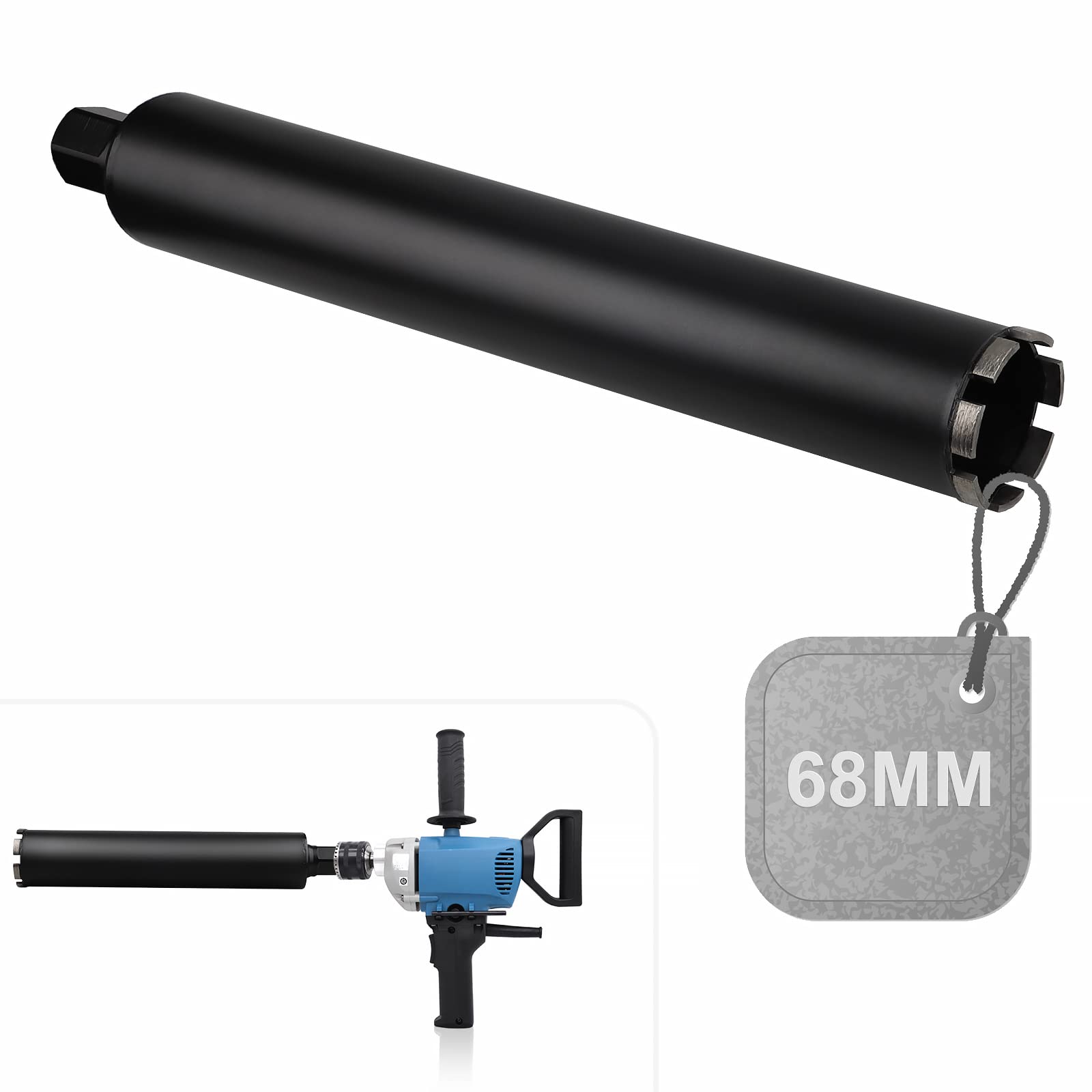 CPROSP 1¼ Inch UNC Diamond Core Drill Bit, Diameter 68 mm, Length 420 mm, Core Drill for Drilling in Concrete, Reinforced Concrete, Masonry and Stone