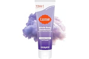 Lume Whole Body Deodorant - Invisible Cream Tube - 72 Hour Odor Control - Aluminum Free, Baking Soda Free, Skin Safe - 3.0 ounce (Soft Powder)