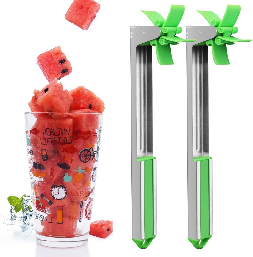 Watermelon Slicer Watermelon Corer Stainless Steel Watermelon Cube Slicer Knife Corer Fruit Vegetable Tools Kitchen Gadgets FDA Approved