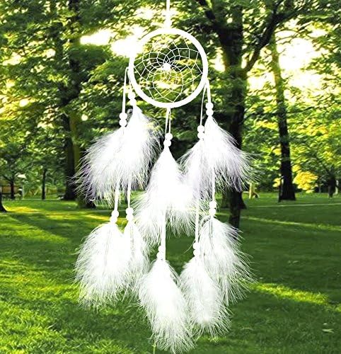 Eworld - Dream Catcher - Handmade Traditional Indian White Feather (Pure white)