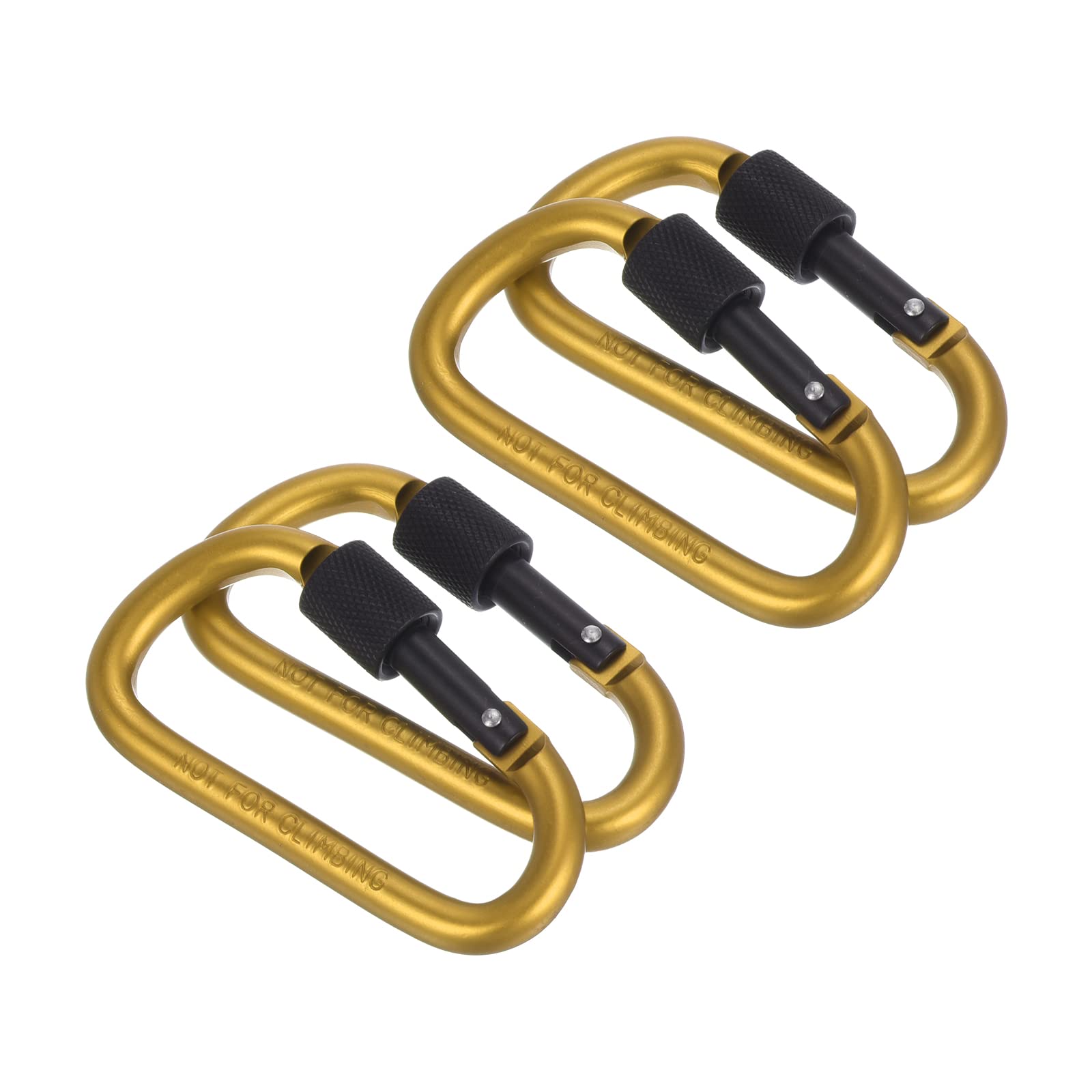 PATIKIL Locking Hook 3", 4 Pack Aluminum D Ring Shape Clip Screw Gate Lock Quick Link for Keychain Outdoor Camping Hiking, Gold
