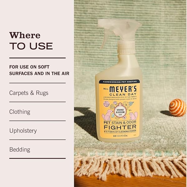 MRS. MEYER’S CLEAN DAY PET STAIN & ODOR FIGHTER, ORANGE BLOSSOM SCENT, 16OZ