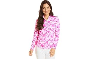 IBKUL Women’s Sun Protective UPF50+ Icefil Cooling Full of Hearts Print Long Sleeve Mock Neck – 10755