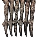 Frenchic Fishnet Lace Stocking Tights Extended Sizes (Pack of 6) (3X/4X), Black
