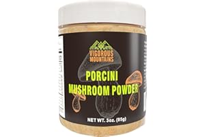 VIGOROUS MOUNTAINS Dried Porcini Mushroom Seasoning Powder for Cooking, Salt Free Beef Broth Powdered Sauce Add Instant Flavor and Depth to All Your Favorite Dishes 3 OZ