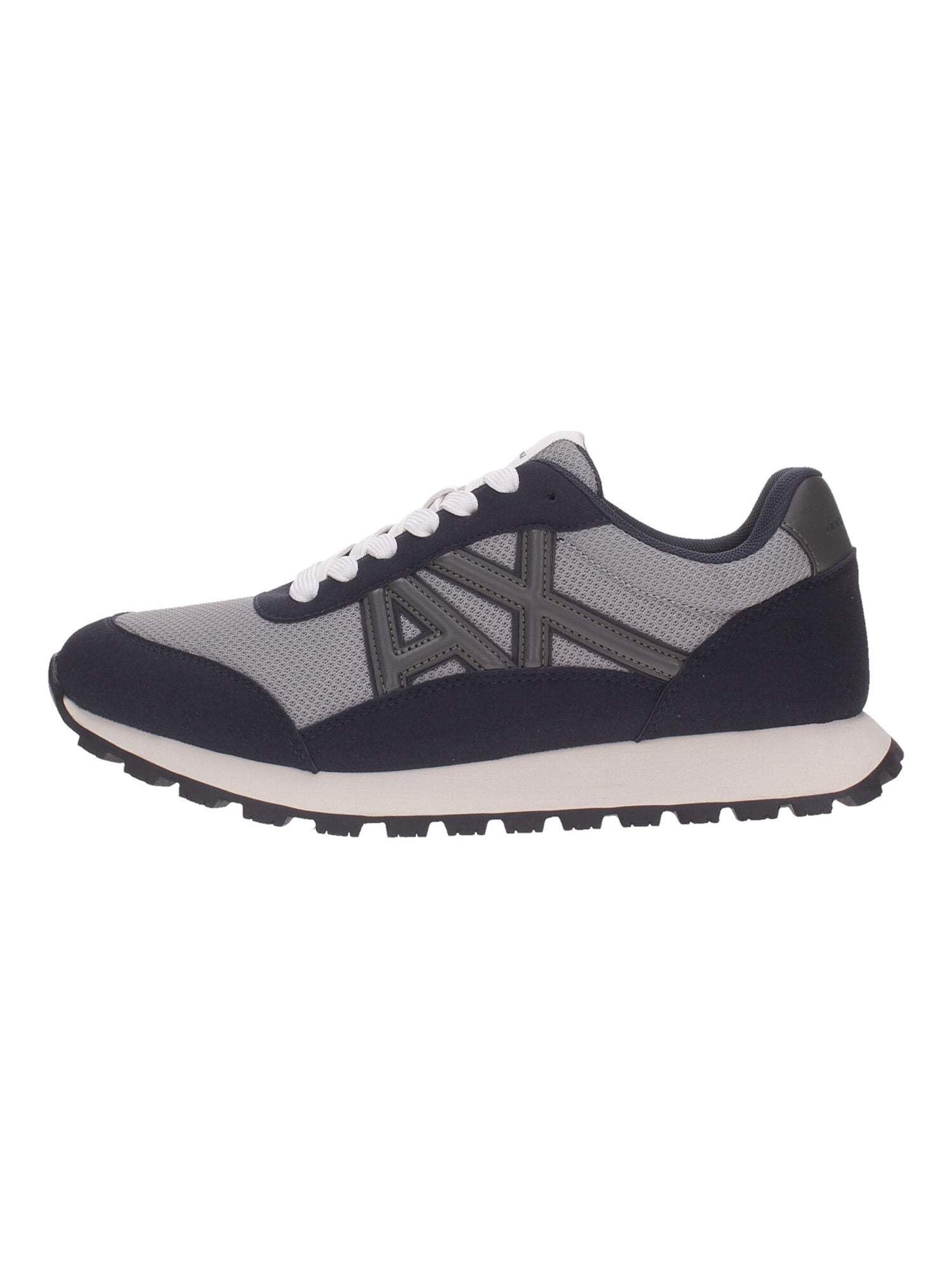 Armani Exchange Men’s Drop Sneaker, Deep Navy/Gray/Chime, 8