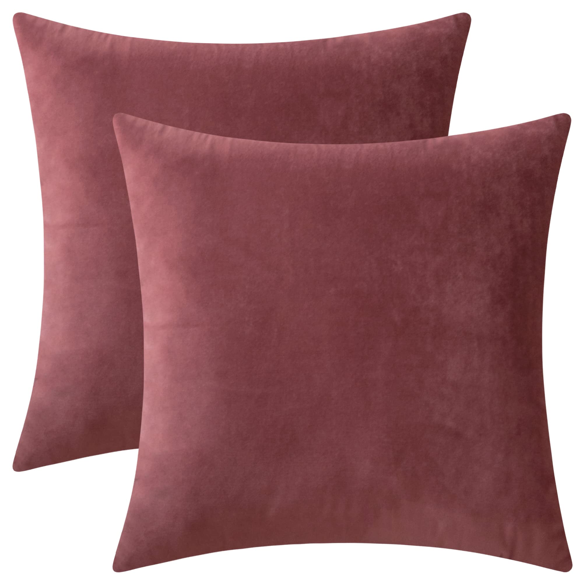 Photo 1 of Rythome Set of 2 Velvet Throw Pillow Covers for Couch and Bed - 18"x18", Mauve Dusk