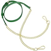 uxcell Adjustable Leather Chain Straps, 49" Genuine Leather Purse Chain Strap Replacement Handles for Women Crossbody Bag Handbag Shoulder Replacement Straps (Grass Green, Gold Chain)