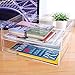 MyGift 2 Pack Clear Premium Acrylic Stacking Paper Tray, Desktop Accessories Tray Organizer, Stackable Documents, File Folder, Mail and Letter Trays for Home Office Dorm School Classroom