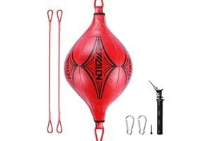 Fovely Double End Ball, Boxing Speed Training Ball Leather Speed Bag Punching MMA with Ring Locking for Training Gym Exercise