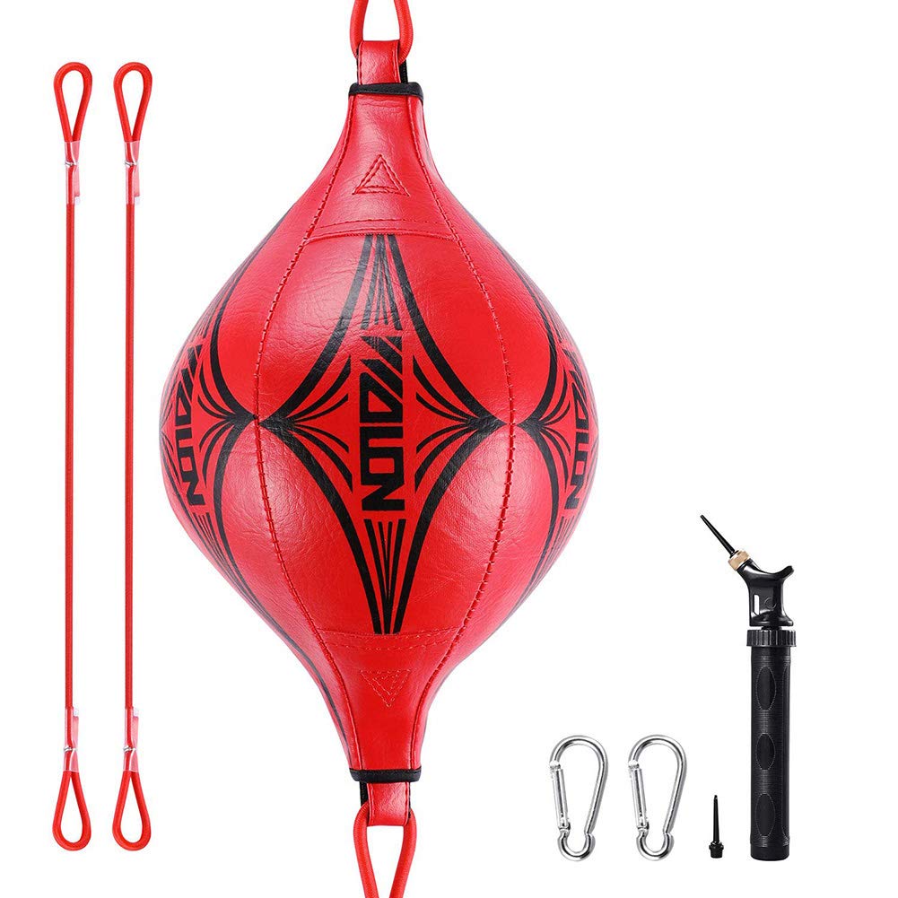Ahagut Double Endball Boxing Pear Set MMA Punchingball Adult Training Speedball Set (Red)