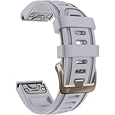 PCAVO 20mm Watch Band for Garmin fenix 5s 6s 7s pro solar Quick Fit 20 silicone bands replacements with light Soft gold buckle for garmin epix pro gen 2 42mm Descent Mk2s/3/3i Short for Women