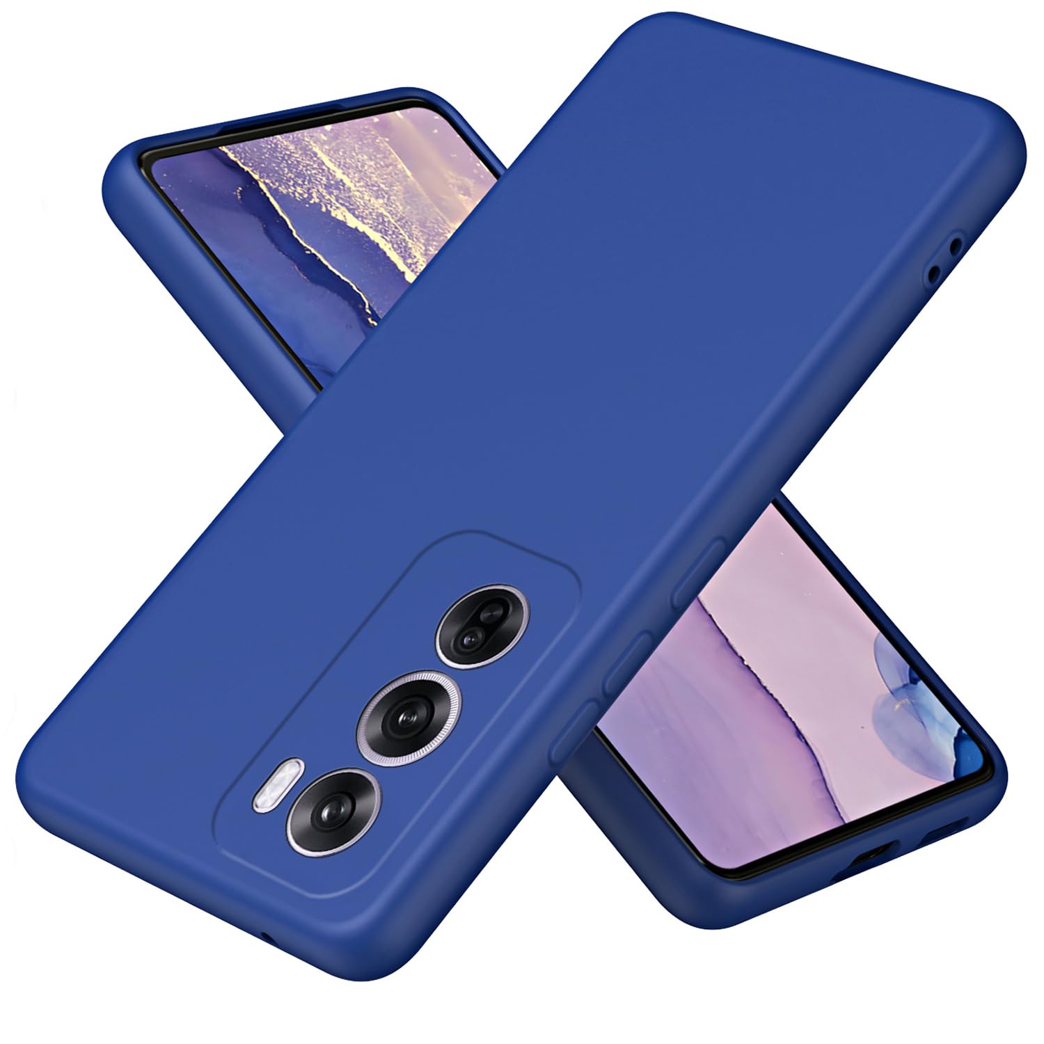 XINYEXIN Liquid Silicone Case for Oppo Reno 12 Pro 5G / Reno12 Pro 5G with Microfiber Lining Flexible Ultra Slim Fit Thin Back Cover Shockproof Protective Phone Case - Blue