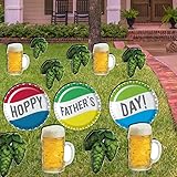 VictoryStore Yard Sign Outdoor Lawn Decorations: Fathers Day Decorations Hoppy Father's Day, Beer Hops with stakes