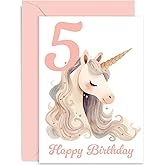 5th Birthday Card for Granddaughter - Young Girl Unicorn Birthday Card - Five Year Old - Fifth Birthday Card for Girl - Unicorn Birthday Gift for Sister Daughter Niece | Blank Inside, GA874
