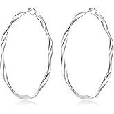 DAILY VIBES Big Gold Twisted Hoop Earrings for Women 925 Sterling Silver Post Dainty Large Hypoallergenic 14k Gold Plated Hoops Earrings for Women