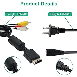 Power Cord and AV Cable for PS1 PS2 PS3, PS2 PS3 AV