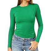 Abardsion Women's Long Sleeve Shirts Spring 2026 Casual Basic Going Out Crop Tops Slim Fit Tight Y2K Clothes