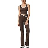 RXRXCOCO Women 2 Piece Workout Sets Flare Leggings Scrunch Butt Lifting Crop Tank Matching Set Colorblock Gym Yoga Outfits