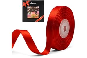 LIUYAXI Solid Color Double Faced Red Satin Ribbon 1/2" X 25 Yards, Ribbons Perfect for Crafts, Wedding Decor, Bows Bouquet, Sewing, Christmas Gift Wrapping