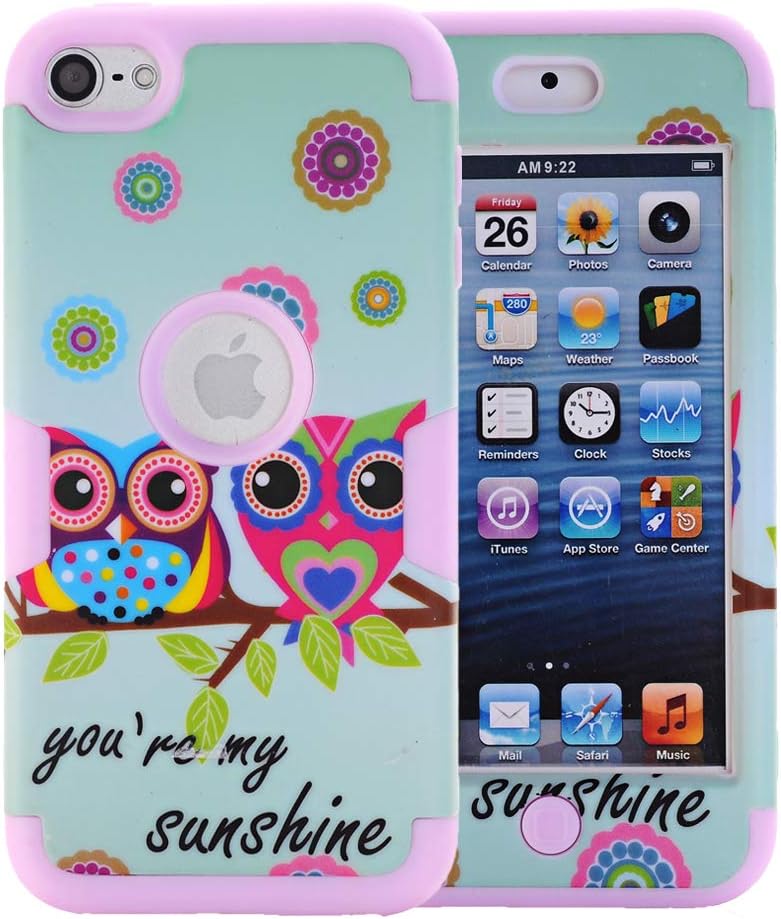 Rosepark iPod Touch 7th Generation Case, iPod Touch 5 case,iPod Touch 6 Case, Owls Pattern 3-Piece Style Hybrid Shockproof Hard Case Cover for Apple iPod Touch 5 6 7th Generation(Pink)
