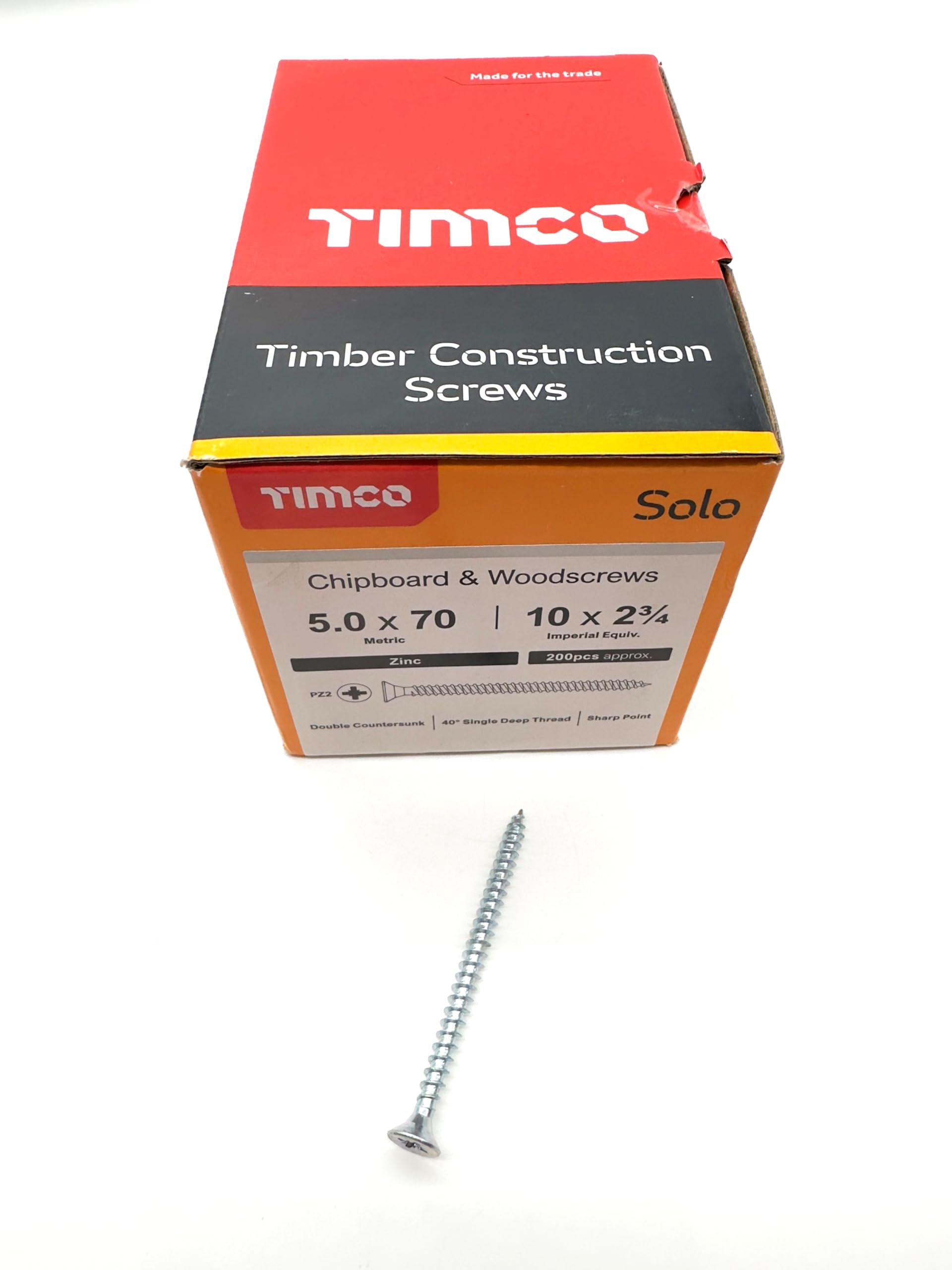 200 Pcs Silver Wood Screws Double Countersunk General Purpose (5mm x 70mm)