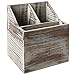 MyGift 3 Compartment Rustic Torched Wood 2-in-One Flatware and Napkin Holder, Countertop Wooden Kitchen Utensil Caddy for Silverware Cutlery Paper Napkins