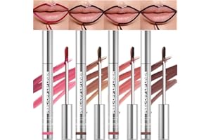 BANGFENG 4Pcs Peel Off Lip Liner Stain Set - Long-Lasting, Smudge-Proof, Waterproof Nude Matte Lip Tint, Non-Fading Peel Off Lip Color, Effortless Precision & Full Coverage, 24H Color Hold