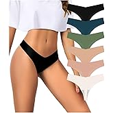 Twocall Seamless Thongs for Women V-waisted No Show Thong Underwear Breathable Comfortable Sexy Panties 6 Pack