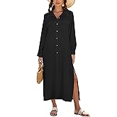 Bsubseach Swimsuit Cover Ups for Women Long Sleeve Shirt Cover Up Dress Beach Vacation Clothes Sundresses Resort Wear